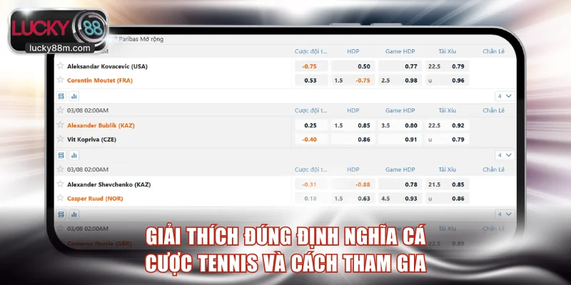 Giải thích đúng định nghĩa cá cược tennis và cách tham gia